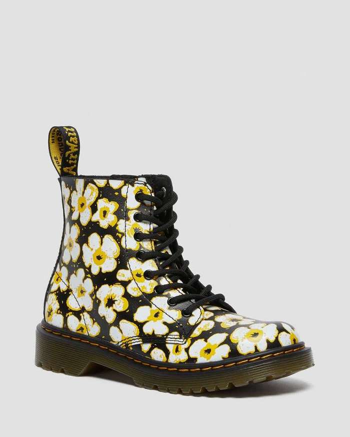 Botines Dr. Martens Baratas Dr. Martens 1460 Floral Nina Negros Amarillos